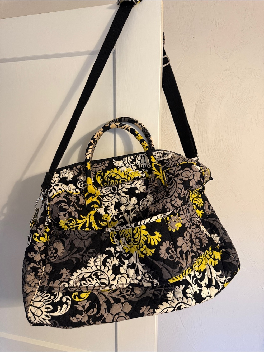 Vera Bradley Black, Yellow & Gray Quilted Floral Tote